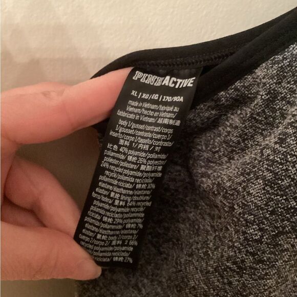 NWT PINK ACTIVE VICTORIAS SECRET SIZE XL BLACK MARL SEAMLESS UNITARD ONE PIECE - Picture 5 of 6